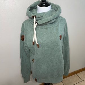 Green sweatshirt from zumiez. Size medium. Scarf like hood.